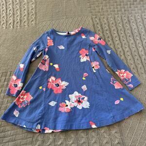 Joules Blue Floral Swing Dress with Pink & White Blooms